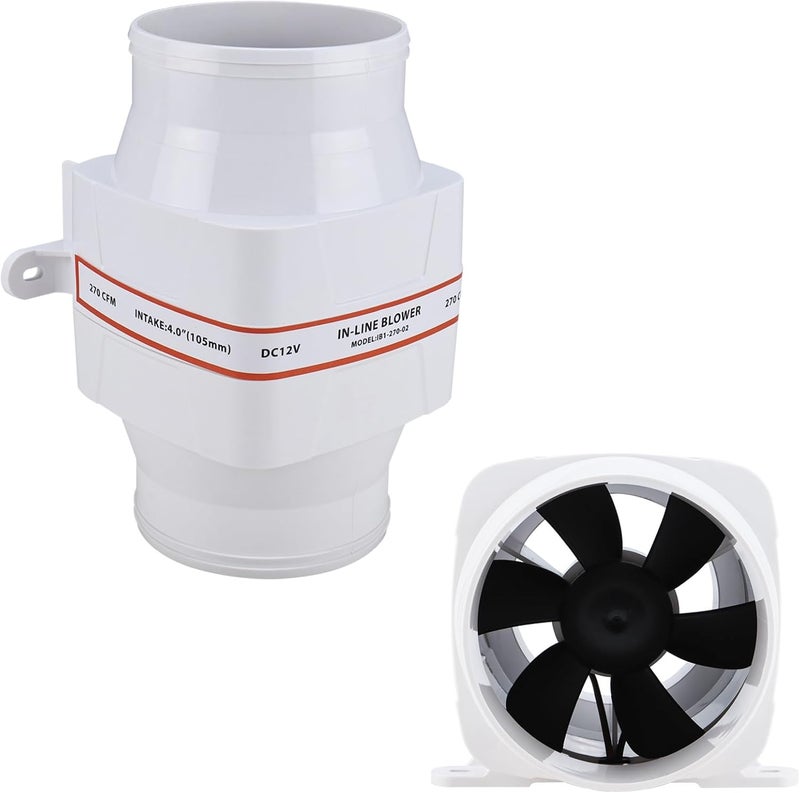 NovelBee Marine 12V Electric 4" in-Line Bilge Air Blower,270CFM Boat in-Line Blower with Six Blade Fan - Image 4
